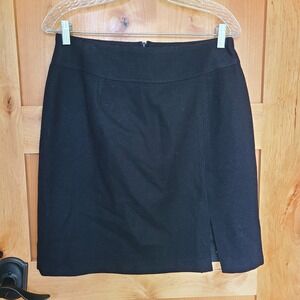 Hillard & Hanson Sz 12 Black 100%‎ Wool Pencil Skirt Tailored Classic Minimalist